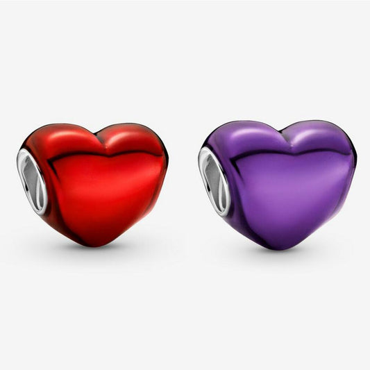 【Moments】Pan Metallic Red Heart Charm purple  Sterling silver 925 silver 789189C01 Purple 799291C02