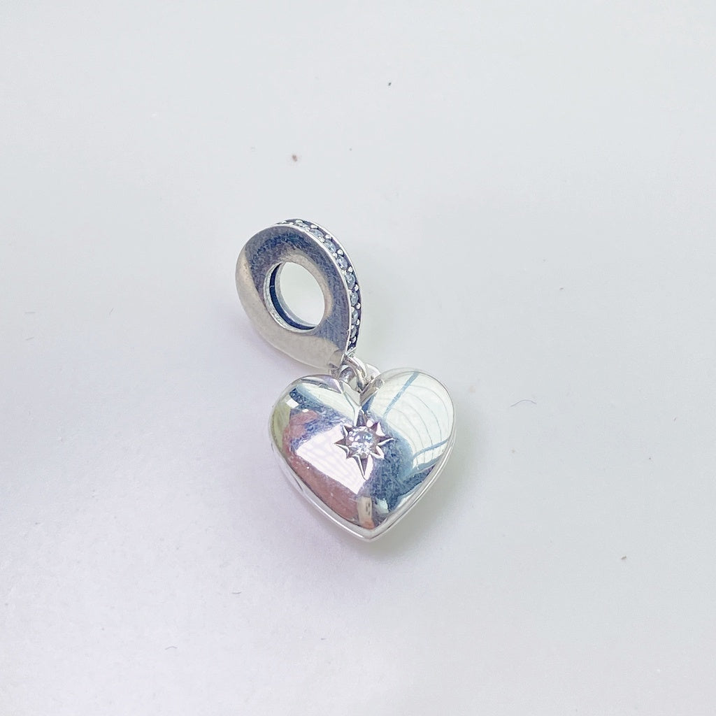 【Moments】Pan Openable Heart Locket Dangle Charm 799537C01 Clear 925 silver pendant
