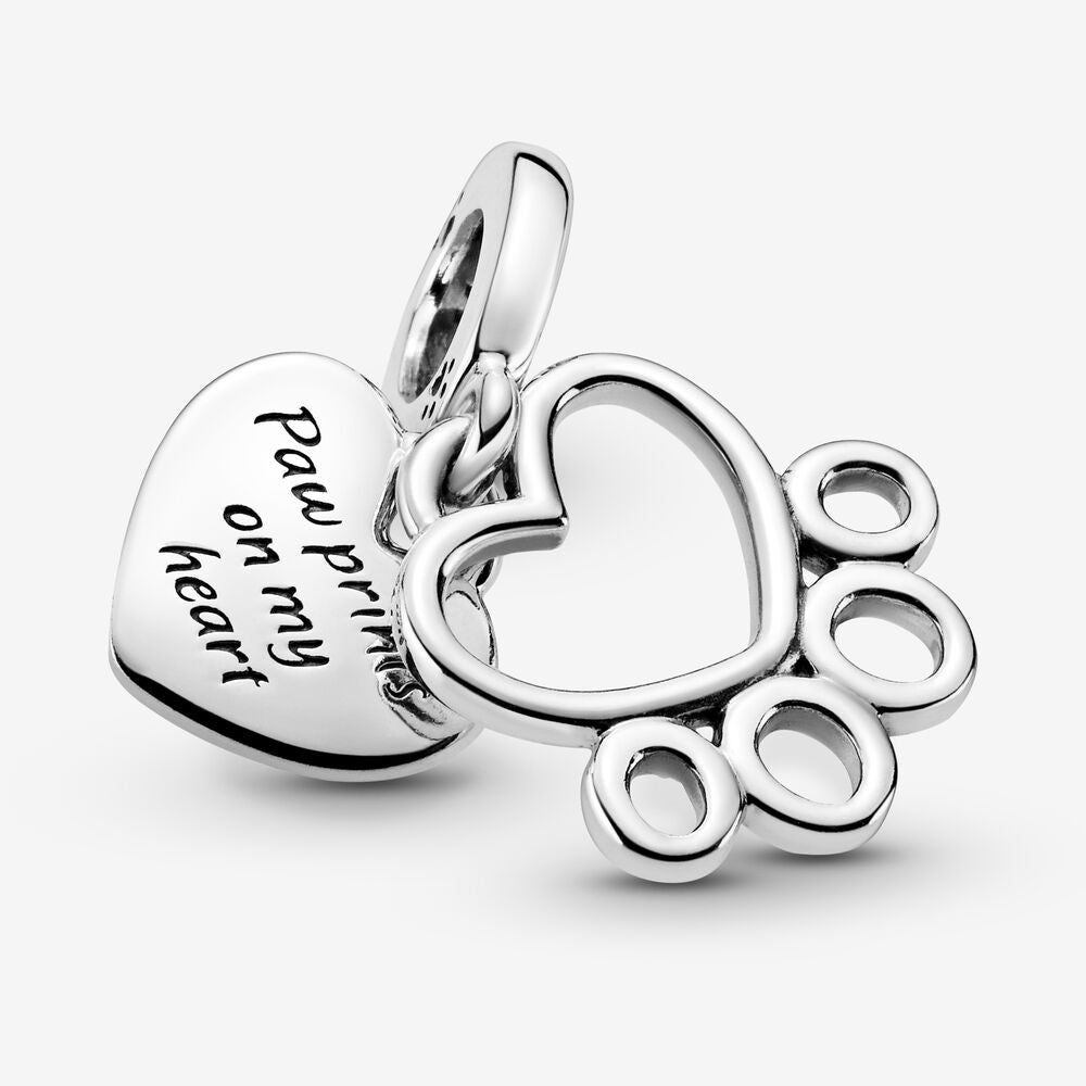 【Moments】Pan Hearts & Paw Print Dangle Charm 799360C00 925 Silver animal pendant 2021