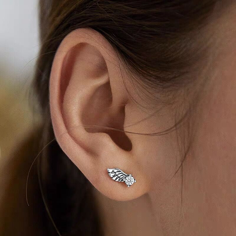 Pan Sparkling Angel Wing Stud Earrings 925 silver for women diamond 298501C01