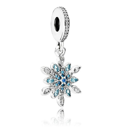 【Moments】Snowflake Fashion Jewelry Charm Beaded pandant 791761NBLMX blue Christmas 925 silver