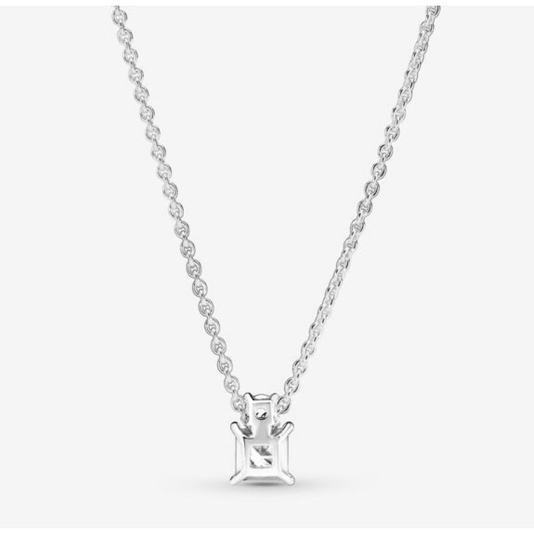 Pan Sparkling Collier Round & Square Pendant Necklace 925 silver 390048C01 circle diamond Necklac