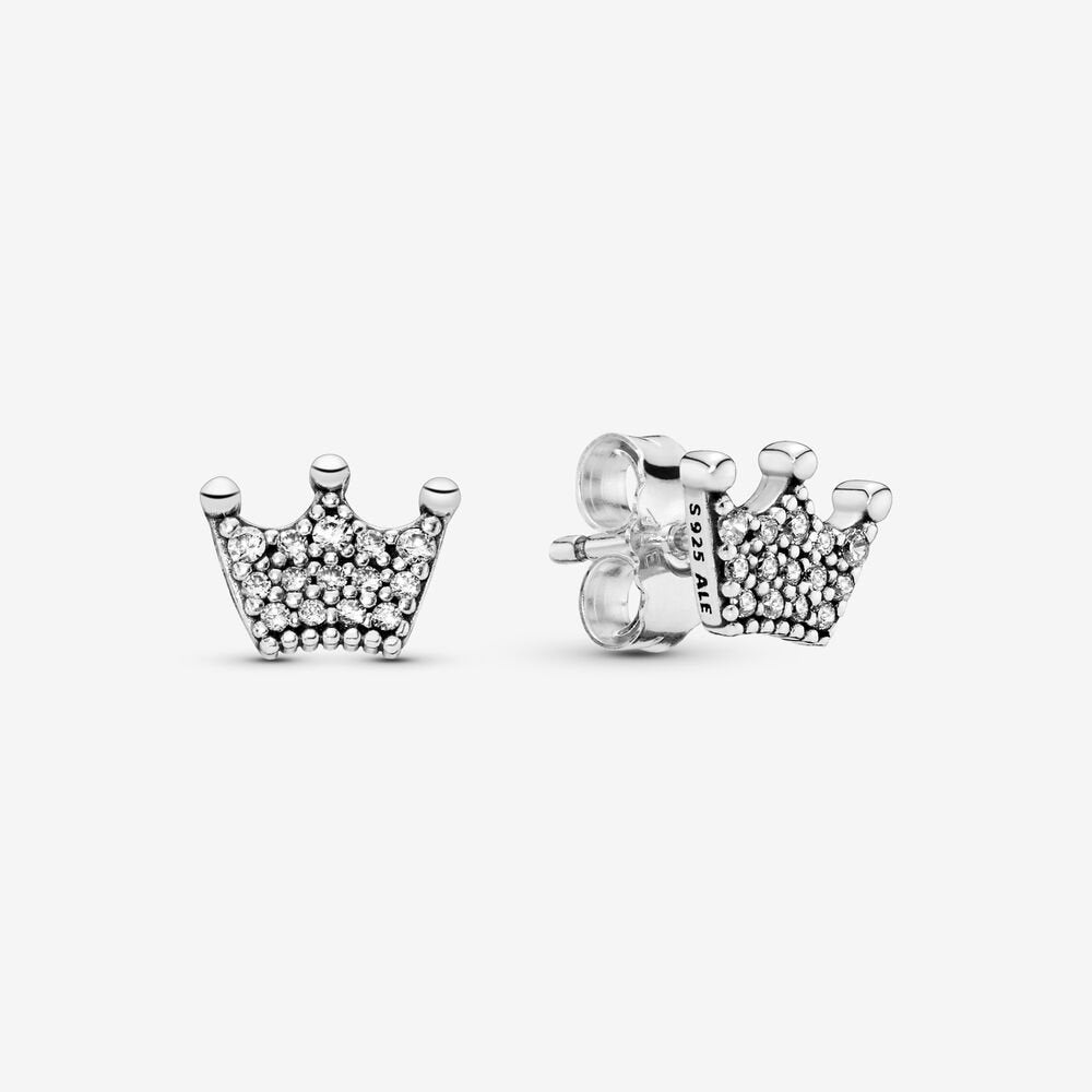 Pink Crown Stud Earrings Enchanted Crowns Earrings Diamond 925 silver Earring girl women kids 287127NPO 297127CZ