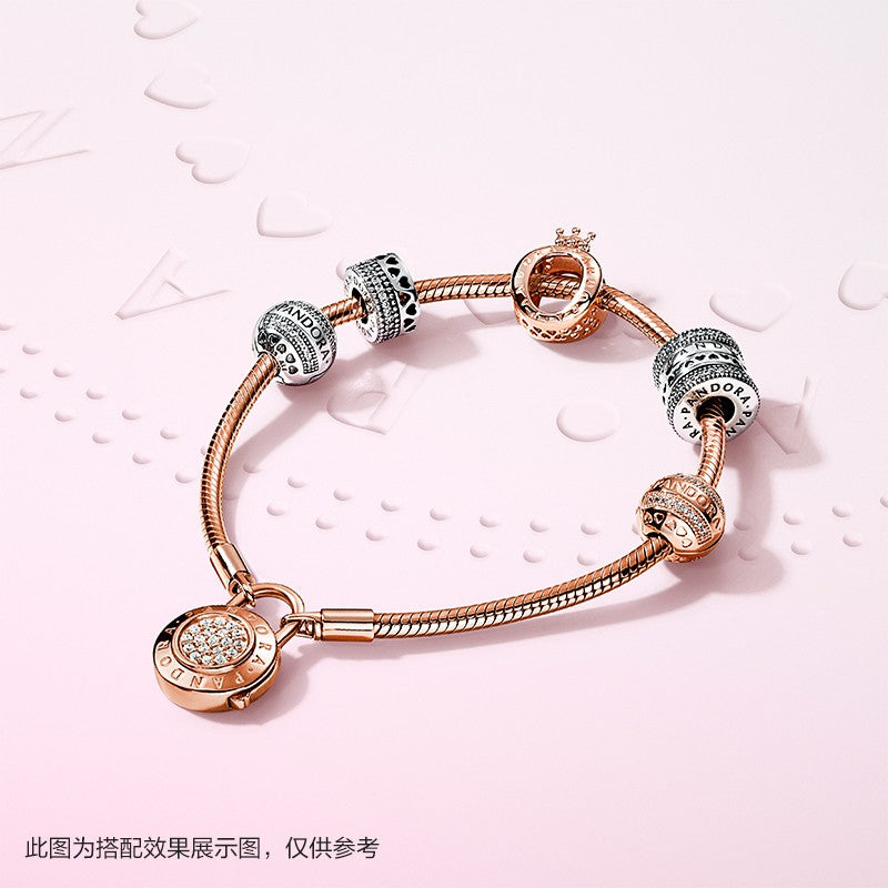 【Moments】ROSE LOGO HEARTS CLIP rose gold logo love silicone adhesive charm 925 silver 787433CZ 768663C01 797433CZ