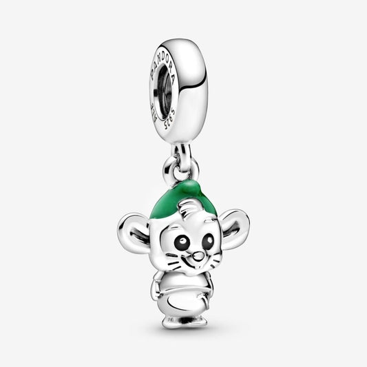 【Moments】PAN Disne* Cinderella Gus Mouse Dangle Charm pendant 798849C01 925 silver  green 2020 new