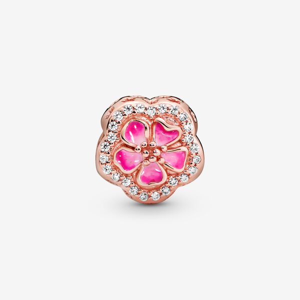 【Moments】Pink Sparkling Peach Blossom Flower Charm 788079CZ Rose gold