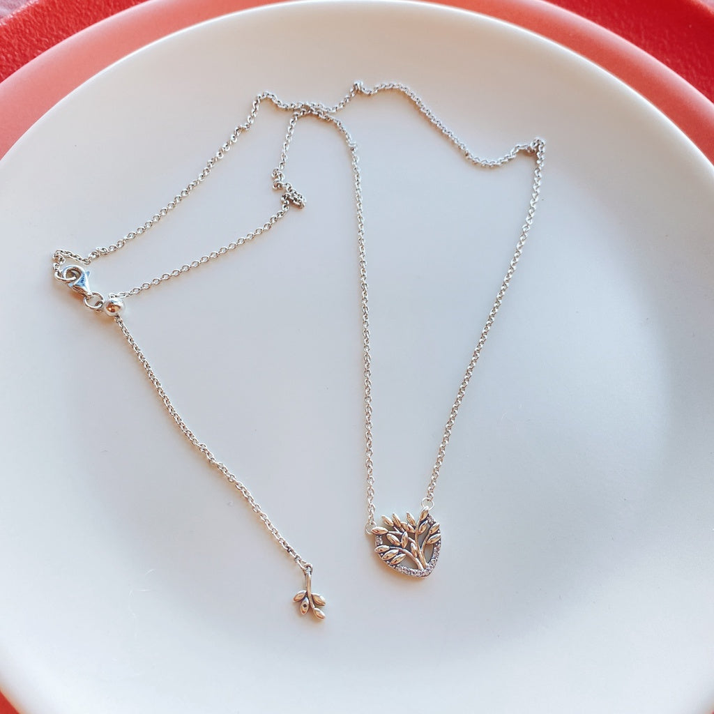PAN Heart Family Tree Collier Necklace 925 silver  for women diamond Mother's Day 399261C01