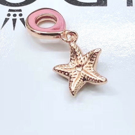 【Moments】Sparkling Starfish Dangle Charm 788942C01 Rose gold Stone blue Crystals