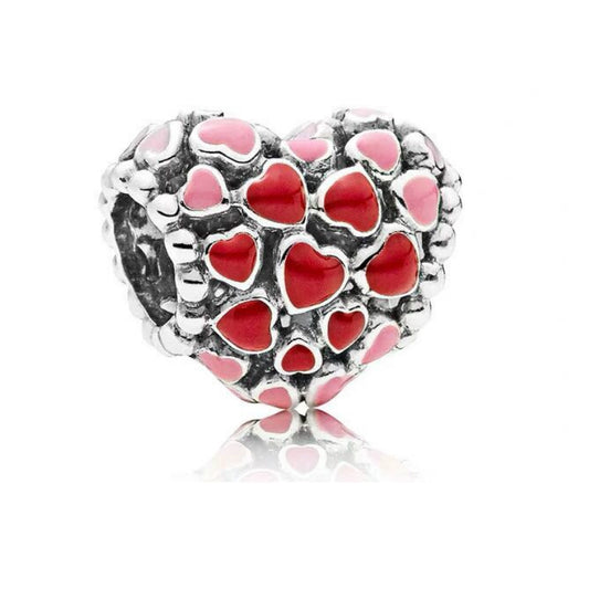 【Moments】Burst of Love Charm 925 silver red pink Hollow heart  796557ENMX