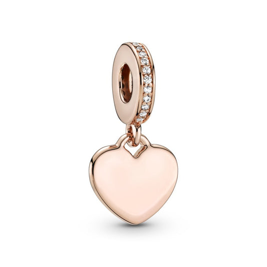 【Moments】ROSE ENGRAVEABLE HEART DANGLE CHARM pendant Rose gold Stone 788761C01