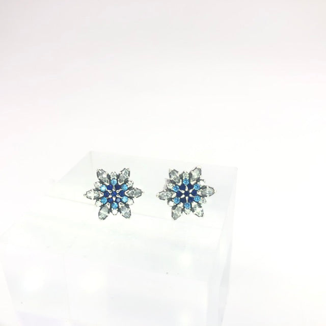 PAN Crystallised Snowflake Stud Earrings 925 silver Blue 290590NBLMX