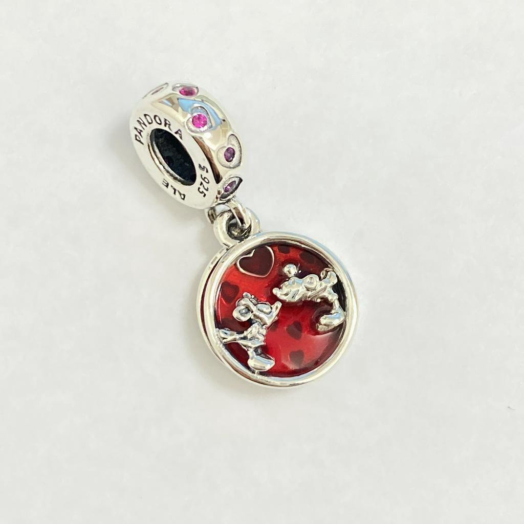 【Moments】Pan Mickey Mouse & Minnie Mouse Love and Kisses Dangle Charm 799298C01 925 Silver