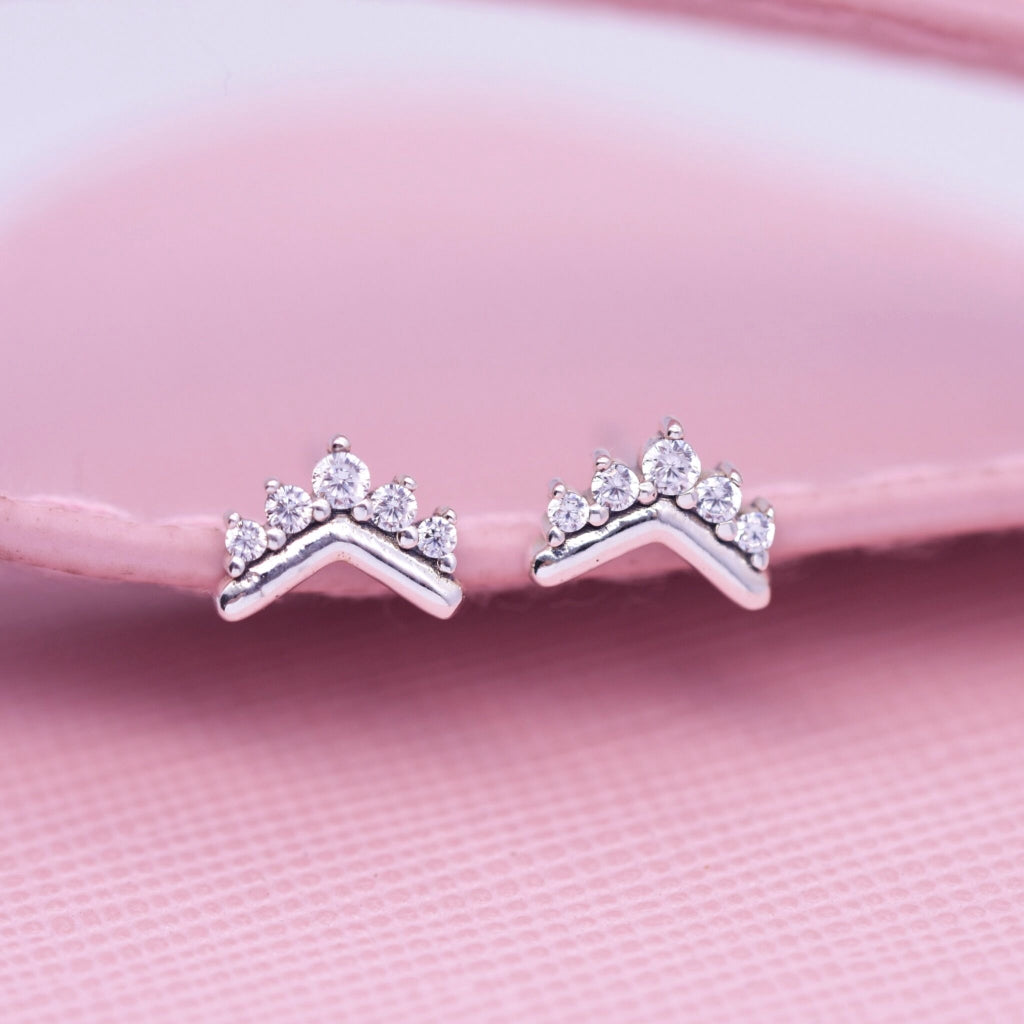 Pan Earrings Tiara Wishbone Stud Earrings 925 Rose gold 298274CZ 288274CZ