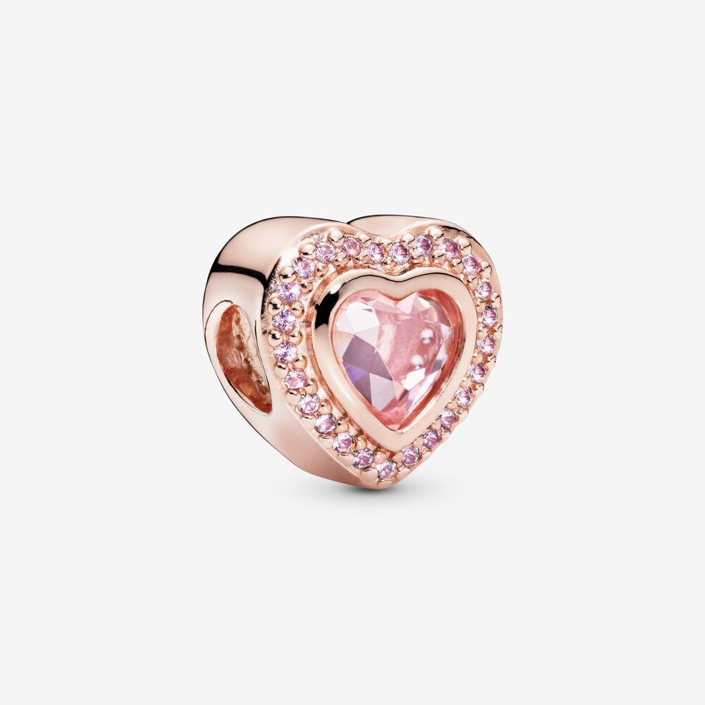 【Moments】 Sparkling Pink Heart Charm Rose gold blue 925 Silver rose gold blue 787608NPM 797608NANB