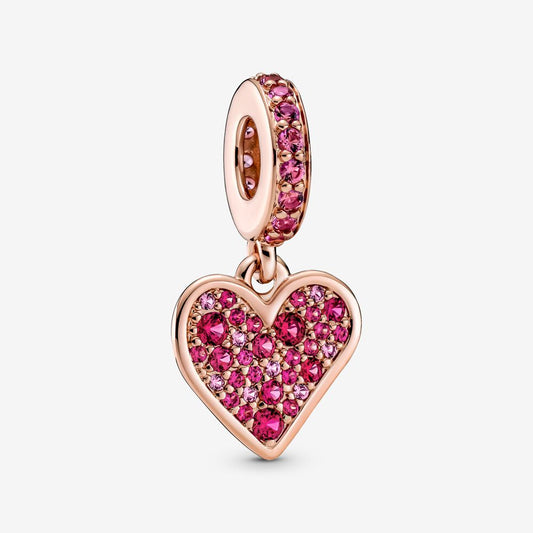 【Moments】Pan Pavé Freehand Heart Dangle Charm 789565C01 red pink rose gold pendant