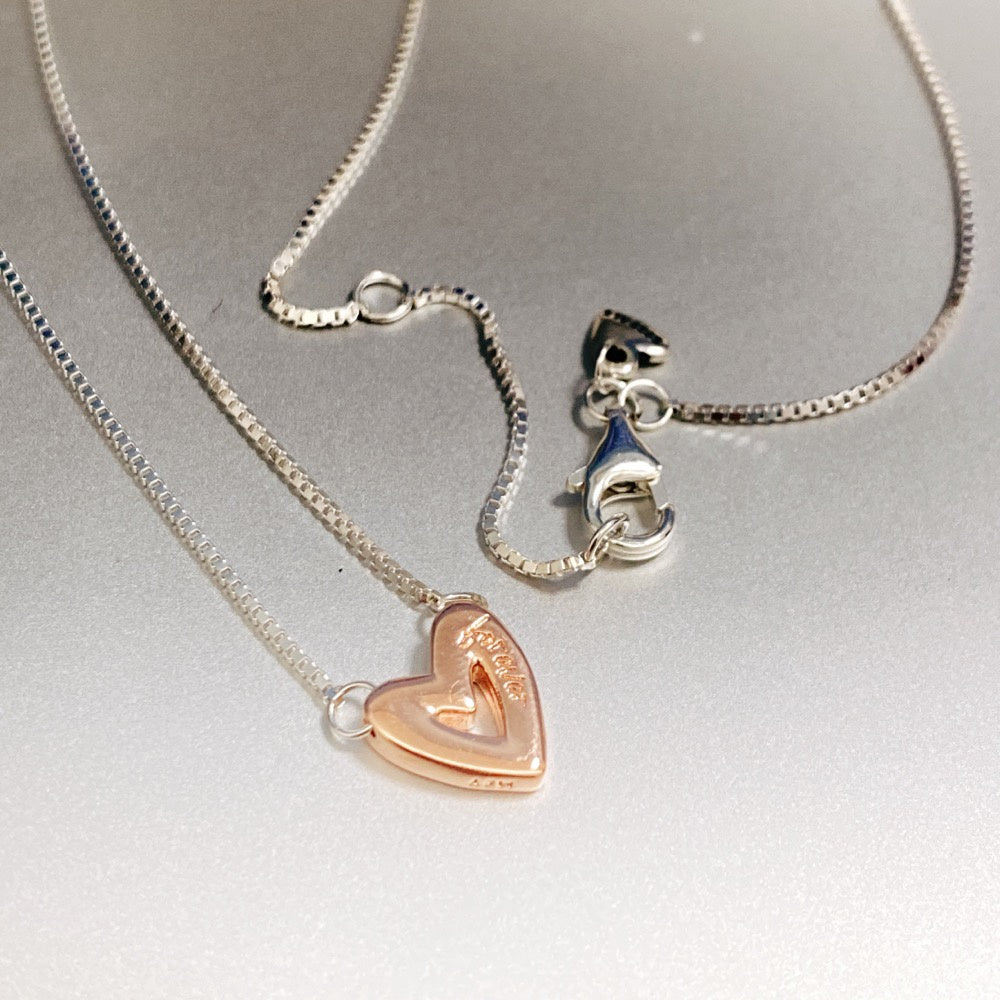 Pan Sparkling Freehand Heart Necklace and Earring Set 925 silver Rose gold two-tone 380089C01