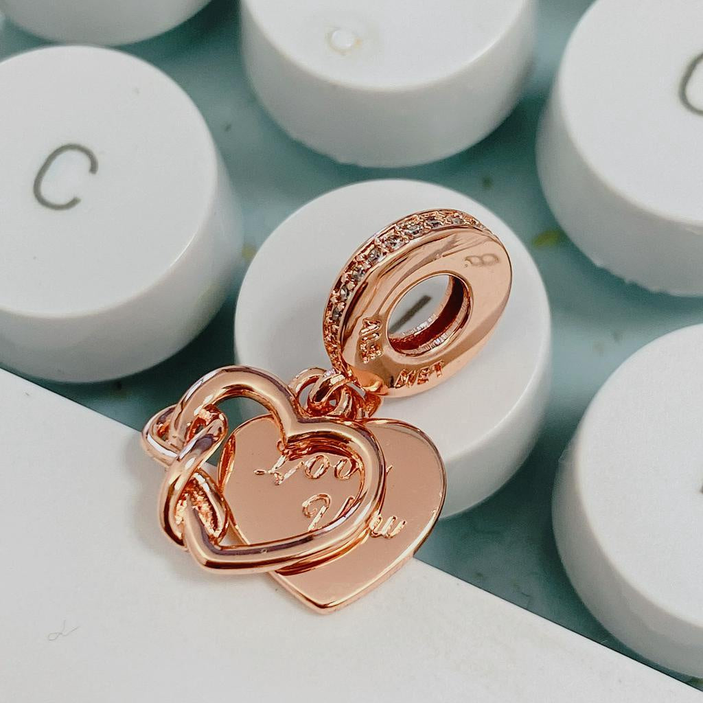 【Moments】Pan Love You Infinity Heart Dangle Charm 789369C01 925 Silver rose gold Pendant