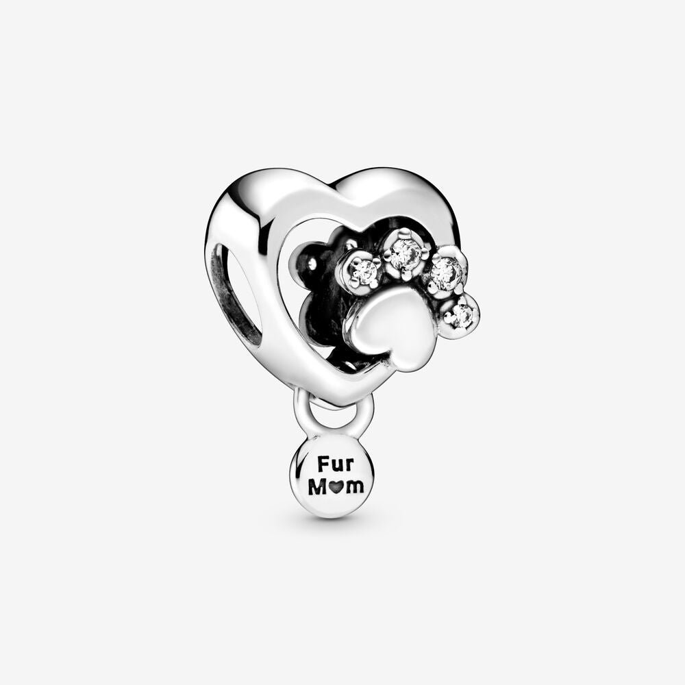 【Moments】PAN Sparkling Paw Print & Heart Charm 798873C01 925 silver sterling silver animal