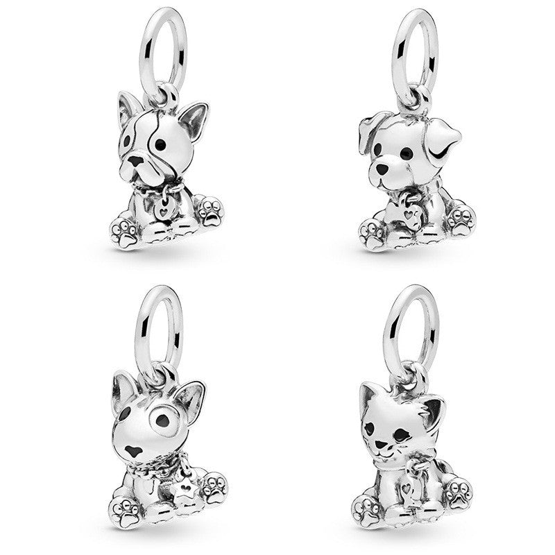 【Moments】Pan Kitty-Cat Hanging Bulldog Puppy Dog Dangle Labrador Charm Bull 925 Silver pendant 798011EN16 798010EN16 798009EN16 798008EN16