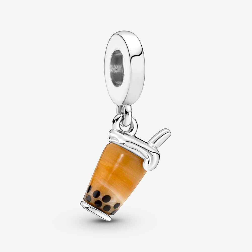 【Moments】Pan Murano Glass Bubble Tea Dangle Charm 791685C01 925 silver Brown Sterling silver pendant