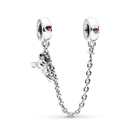 【Moments】Disney Climbing Mickey Safety Chain 925 silver Red CZ for pan 797173CZR