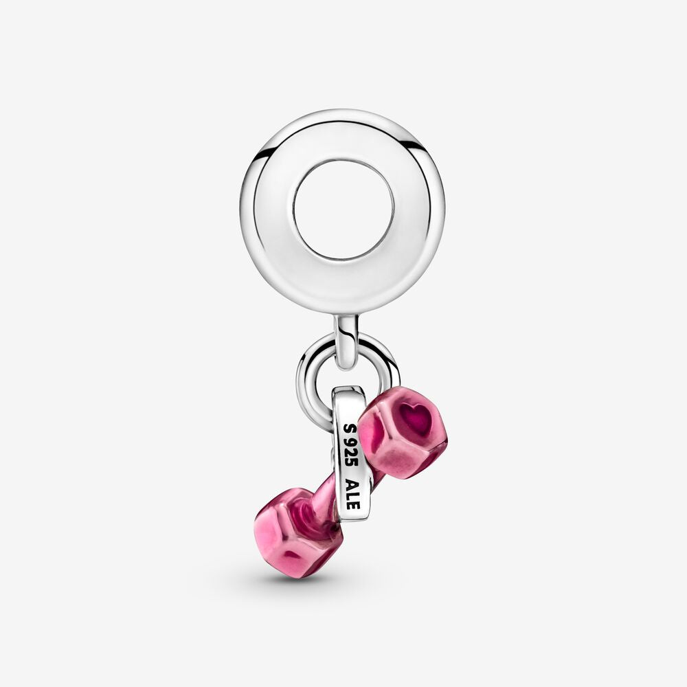 【Moments】Pan Dumbbell & Heart Dangle Charm pink 799545C01 sports fitness 925 silver pendant 2021