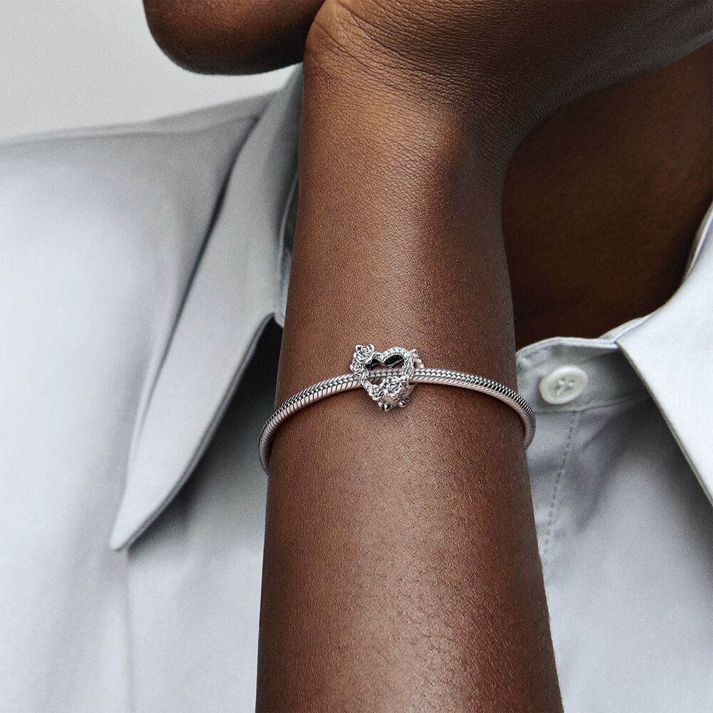 【Moments】Pan Open Heart & Rose Flowers Charm 799281C01 925 Silver 2021 Valentine's Day
