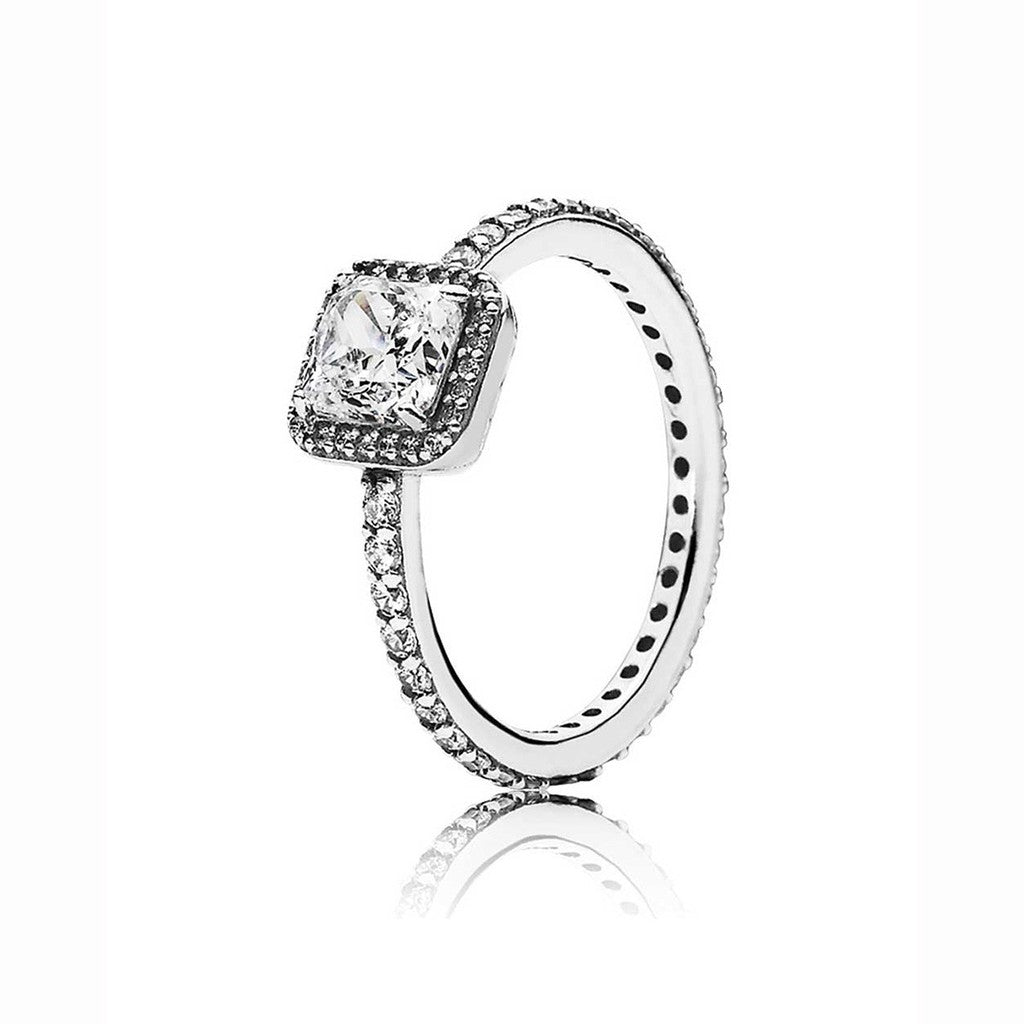 Pan Square Sparkle Halo Ring Rose gold Ring 925 silver gold Classic style 190947CZ 180947CZ 150188CZ