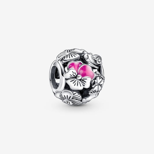 【Moments】PAN Pansy Flower Friends Charm 790759C01 pendant 925 silver pink Flower Friends Charm