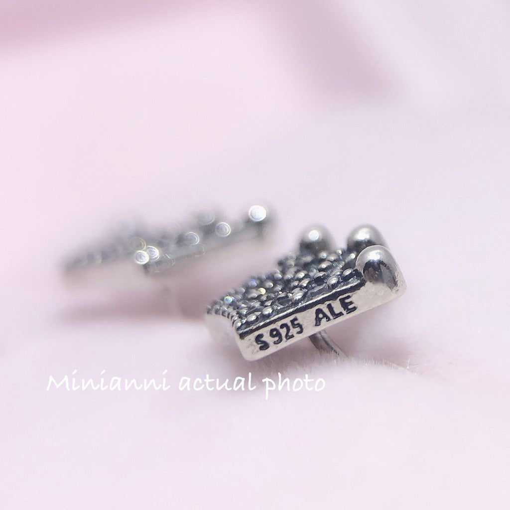 Pink Crown Stud Earrings Enchanted Crowns Earrings Diamond 925 silver Earring girl women kids 287127NPO 297127CZ