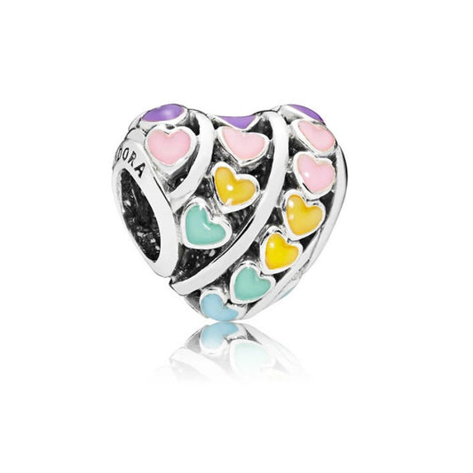 【Moments】RAINBOW HEARTS CHARM 925 silver heart gift women for pan 797019ENMX