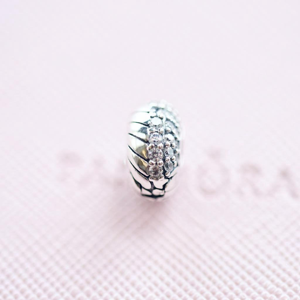 【Moments】PAN Pavé Snake Chain Pattern Clip charm 799089C01 925 silver Classic