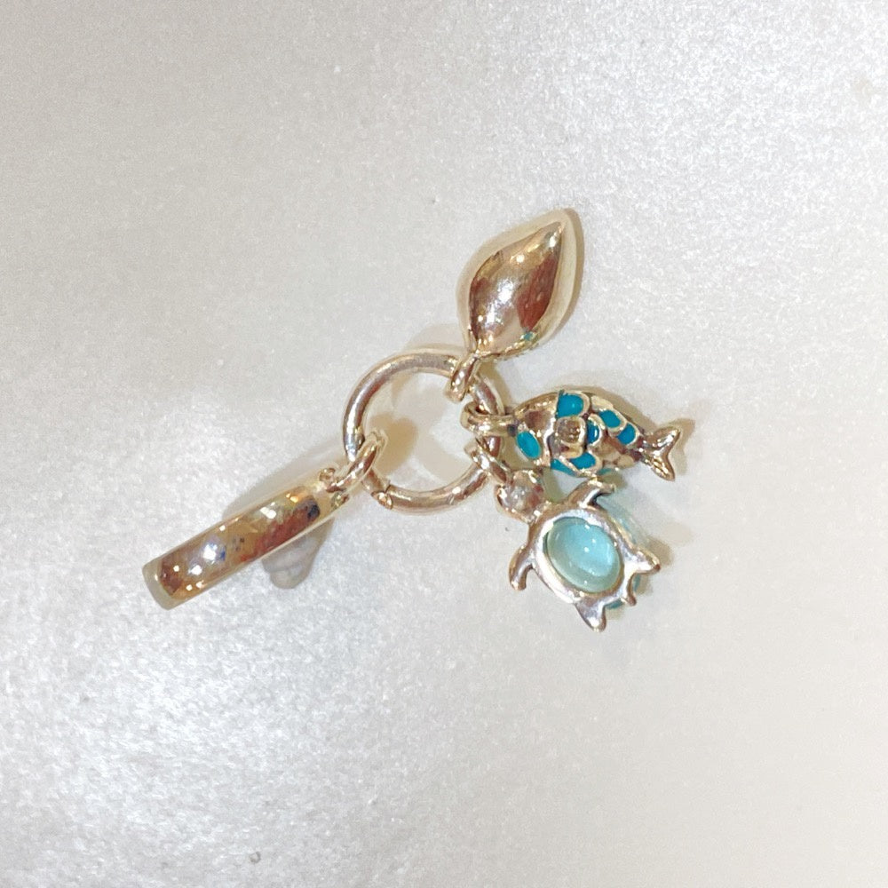 【Moments】Pan Fish, Sea Turtle & Conch Triple Dangle Charm 791697C01 Marine animal