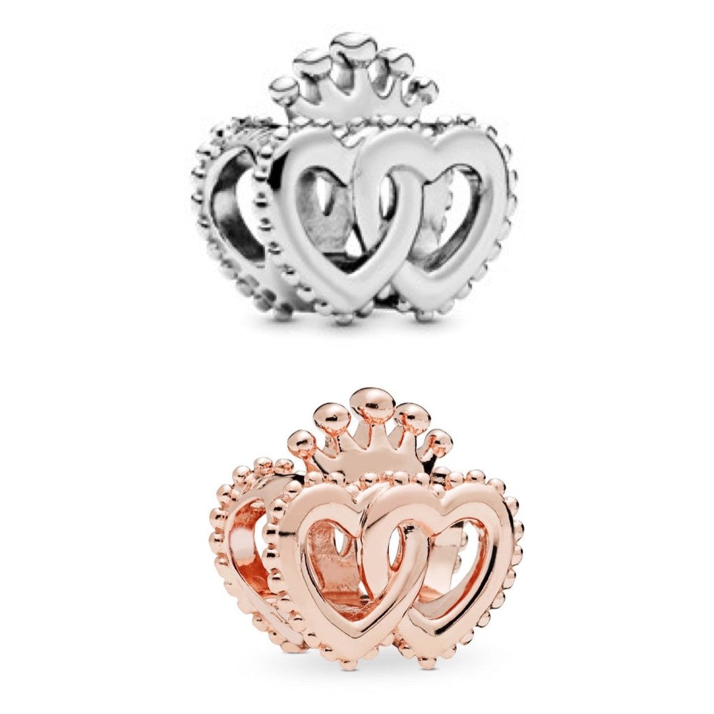 【Moments】PAN INTERLOCKED CROWN HEARTS CHARM 925 Silver rose gold 797670 787670