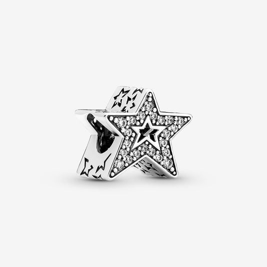 【Moments】Pan Sparkling Asymmetric Star Charm 790016C01 srar charm with stone Sterling silver