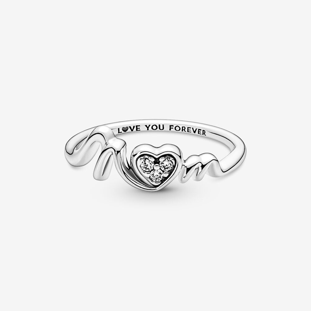 PAN Mom Pavé Heart Ring 191149C01 Simple 925 silver Mum LOVE YOU FOREVER