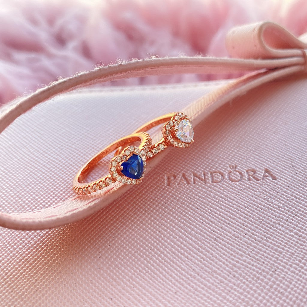 PAN Elevated Heart Ring 925 silver women diamond silver rose gold blue pink green ring