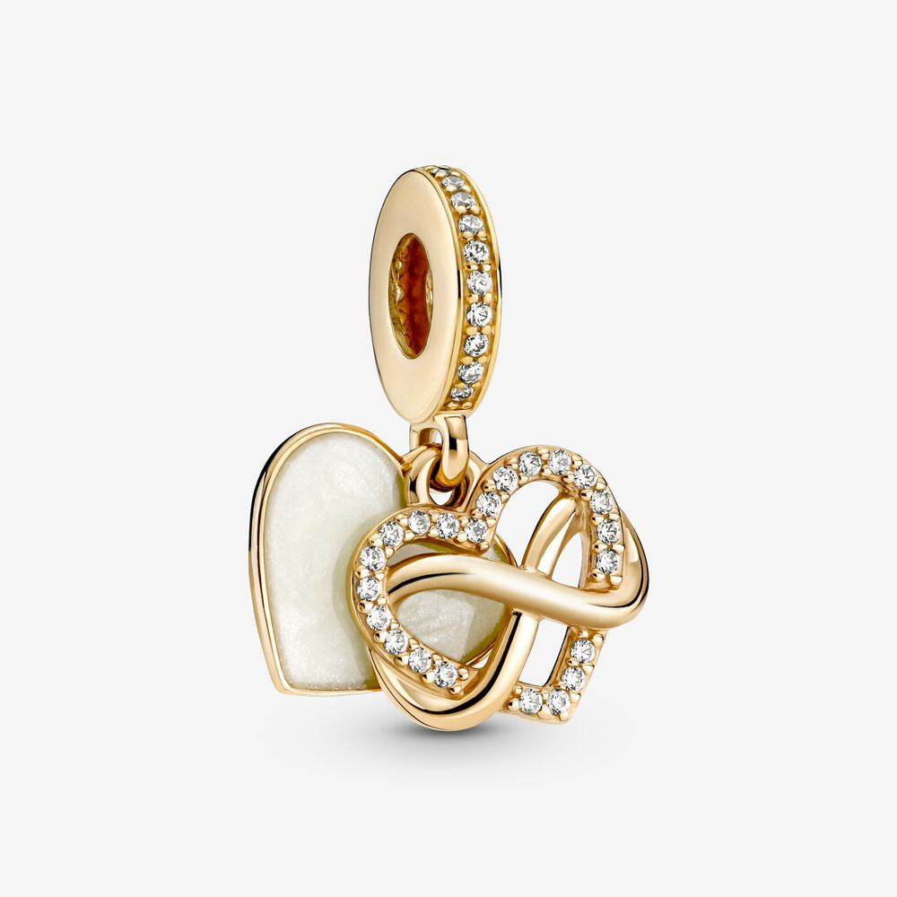 【Moments】Pan Sparkling Infinity Heart Dangle Charm gold pendant for women pendant 759516C01