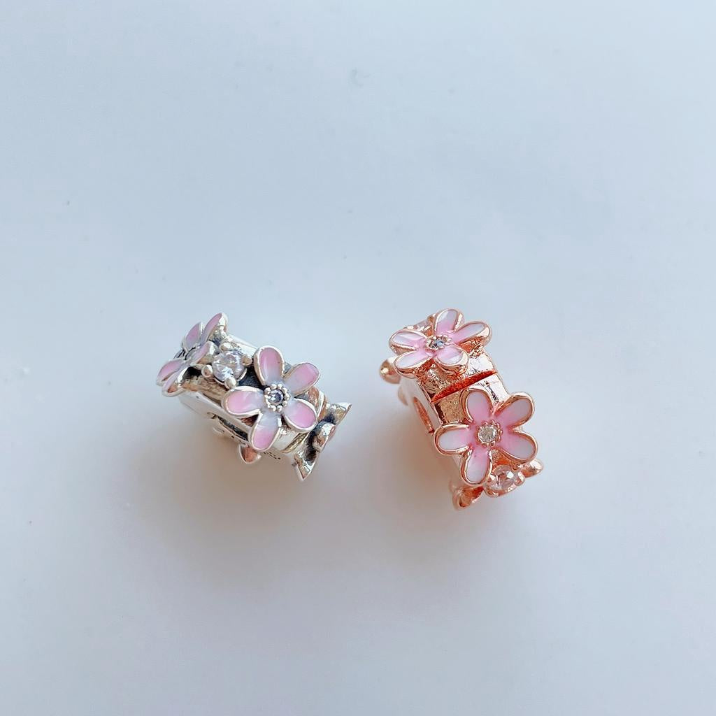 【Moments】Pan Pink Daisy Flower Clip Charm 798809C01 925 silver rose gold 788809C01