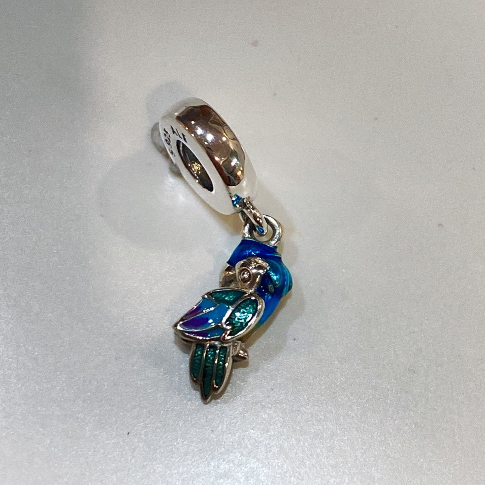 【Moments】Pan Jungle Paradise Parrot Dangle Charm 791679C01 Blue cartoon animal pendant