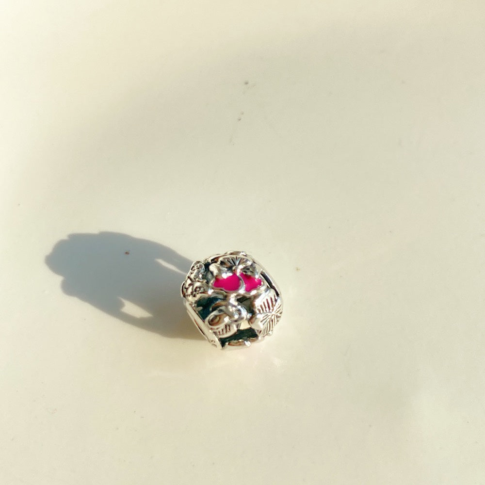 【Moments】PAN Pansy Flower Friends Charm 790759C01 pendant 925 silver pink Flower Friends Charm