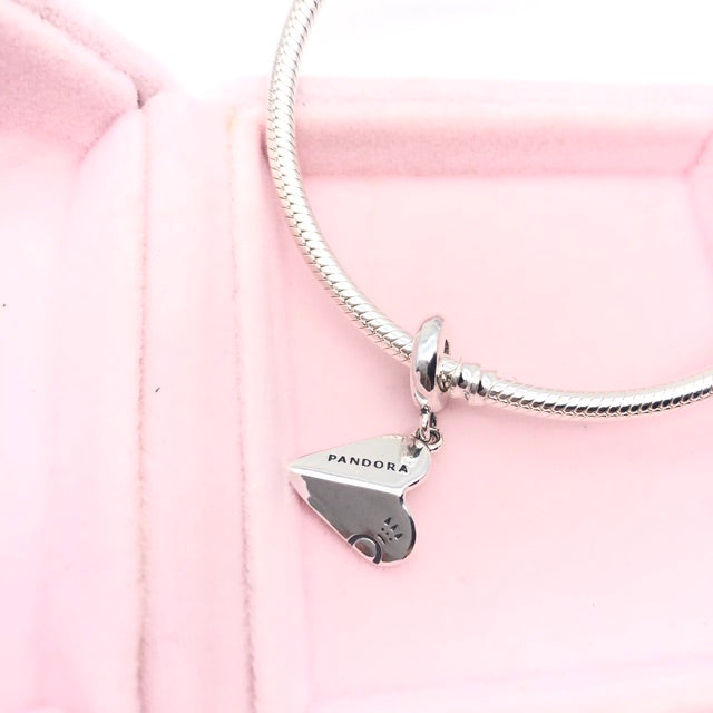 【Moments】PAN Heart Paper Plane Hanging Charm pendant 925 silver for pan 797876CZ