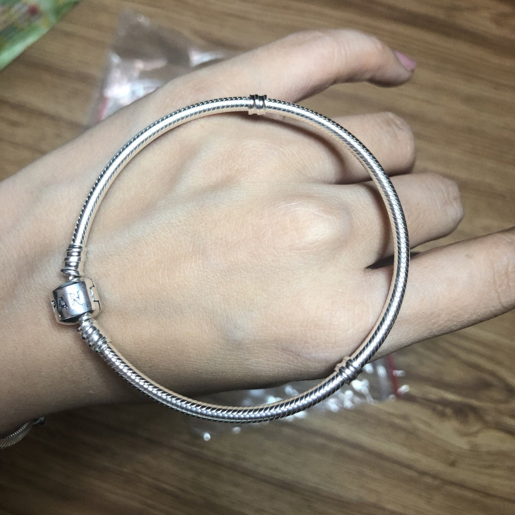 【Moments】Snake Chain Bracelet Sterling Silver 925 silver Classic bracelet for men women kids 590702HV