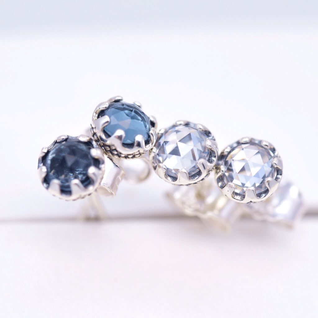 Pan Blue Sparkling Crown Stud Earrings 925 silver for women diamond 298311CZ 298311NMB blue pink 268311C01 288311C01