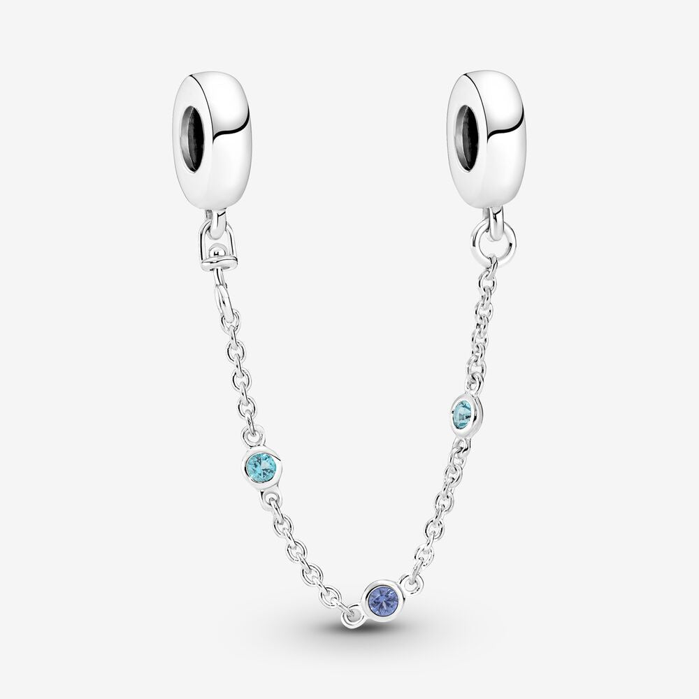 【Moments】Pan Triple Blue Stone Safety Chain Charm 791688C01 Blue stone 925 silver charm