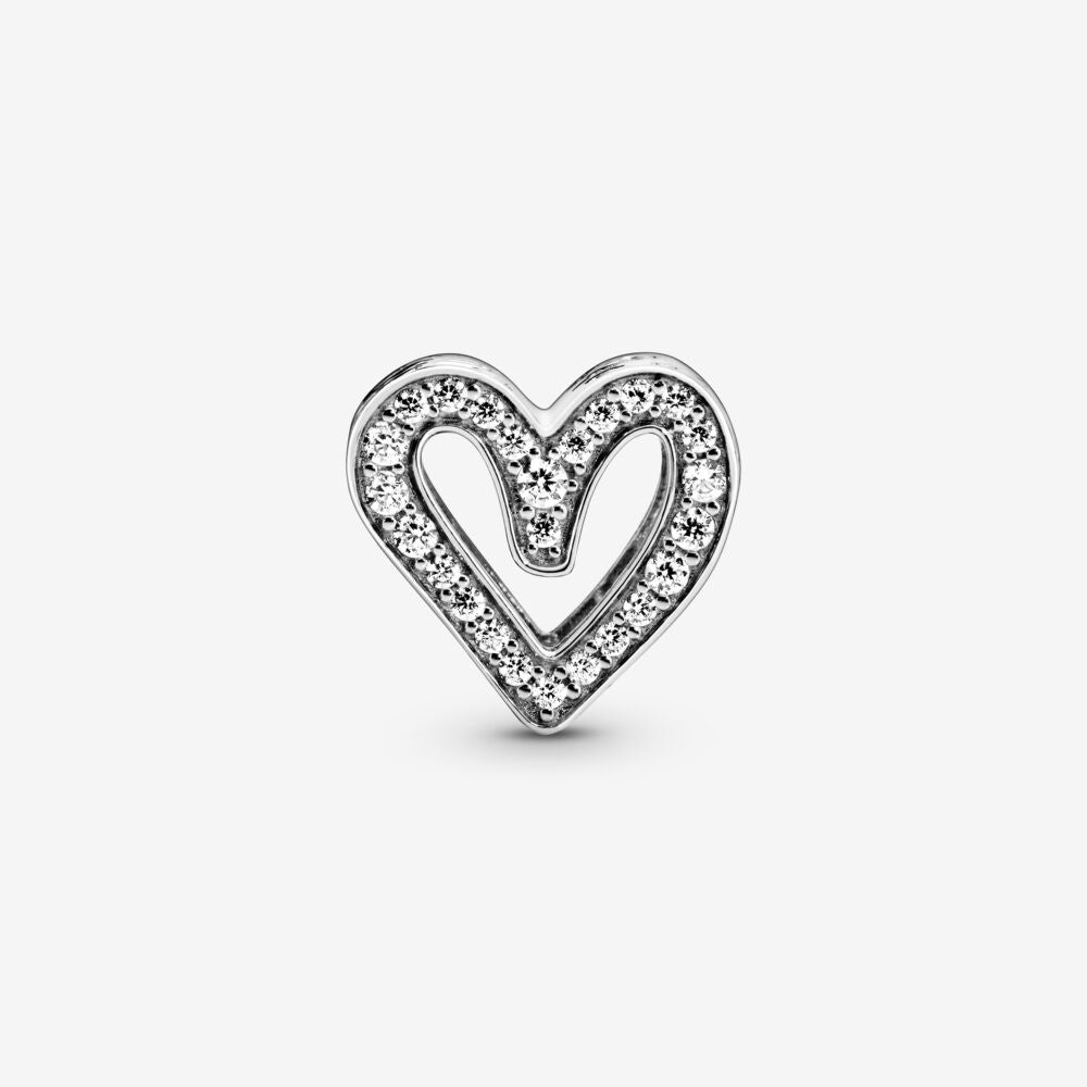 【Moments】PAN Sparkling Freehand Heart Charm 925 Silver ROSE Gold for women 798692C01 798692C02 788692C01  788692C02