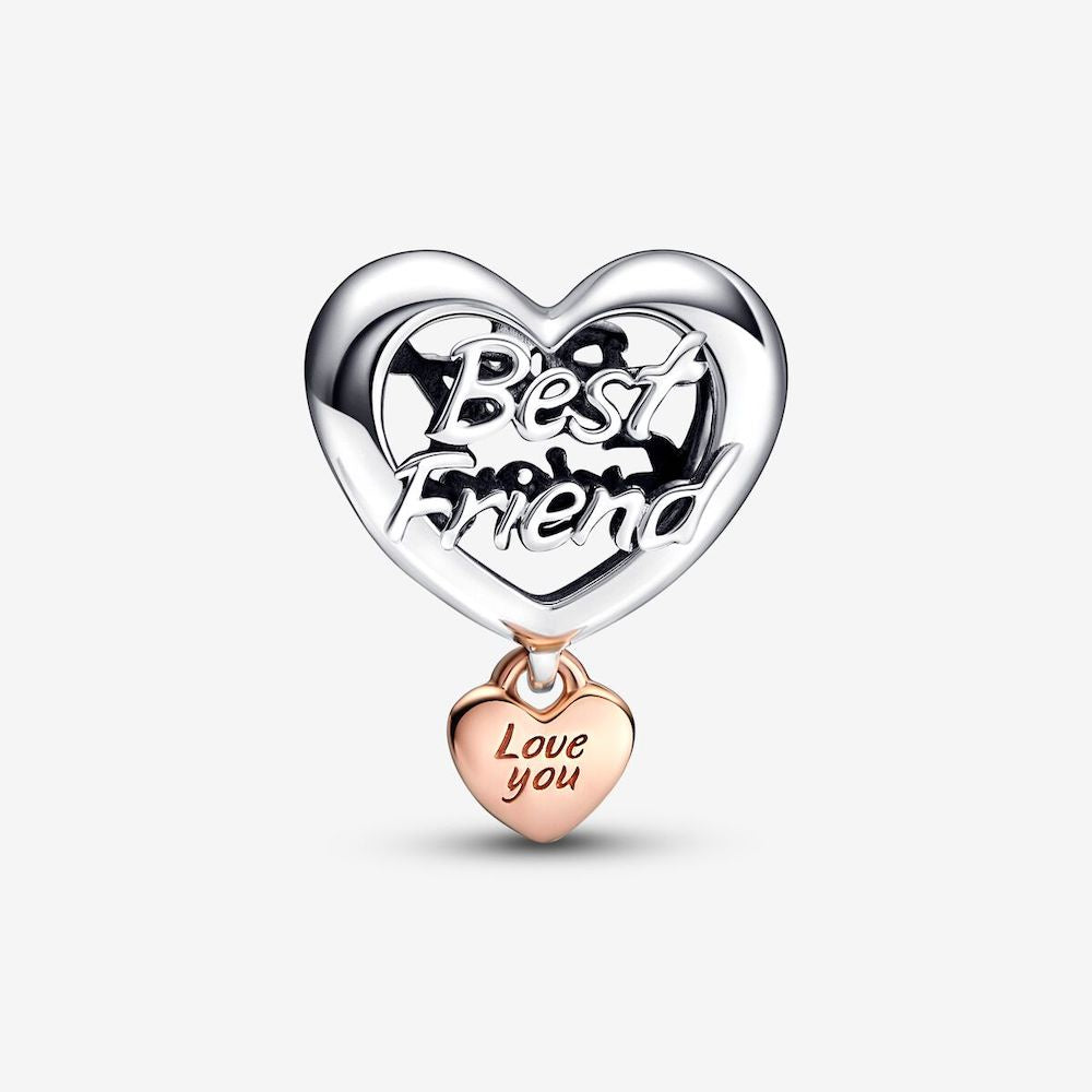 【Moments】Pan Love You Best Friend Heart Charm pendant 925 silver Rose gold 782243C00