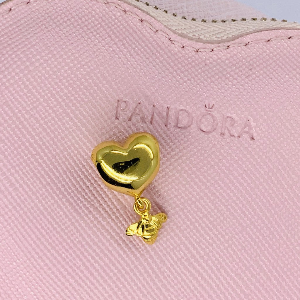 【Moments】PAN Shine Heart and Bee Charm Pendant for bracelet gold 767022