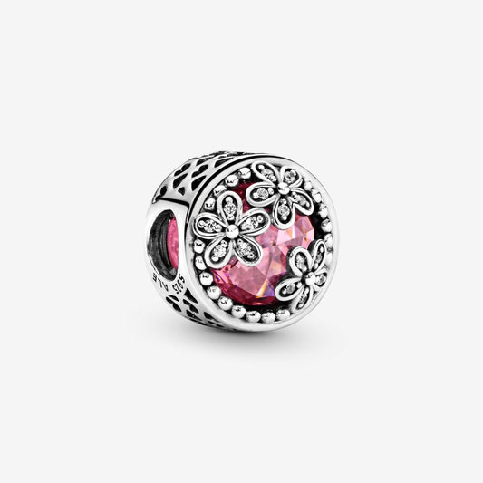 【MOMENTS】PAN Sparkling Pink Daisy Flower Charm 925 Silver  for women bracelet 792055PCZ