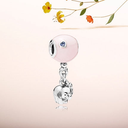 【Moments】Elephant and Pink Balloon Hanging Charm 925 silver pendant charm 797239EN160